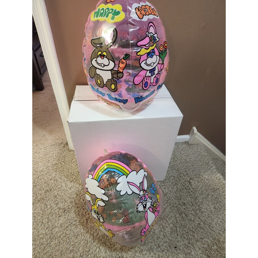VTG Bosley & Blossom Bunny & Happy Easter Inflatable Easter Egg Balls Decoration